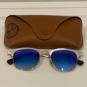 Ray-Ban Stainless Steel Brushed Silver Gold and Blue Sunglasses